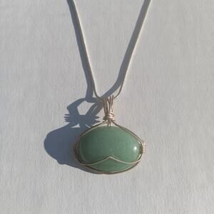 925 Sterling Aventurine Pendant Necklace 17"